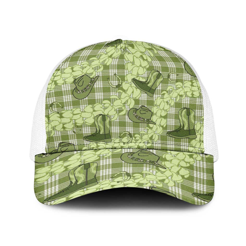 Lime Palaka Hawaii Cowboy Baseball Net Cap Puakenikeni Lei Paniolo Papale Seamless Vibes - Polynesian Pride