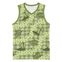 Lime Palaka Hawaii Cowboy Basketball Jersey Puakenikeni Lei Paniolo Papale Seamless Vibes LT14 Unisex Lime - Polynesian Pride