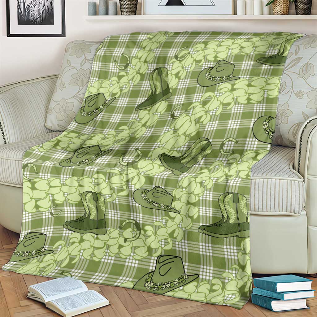 Lime Palaka Hawaii Cowboy Blanket Puakenikeni Lei Paniolo Papale Seamless Vibes LT14 - Polynesian Pride