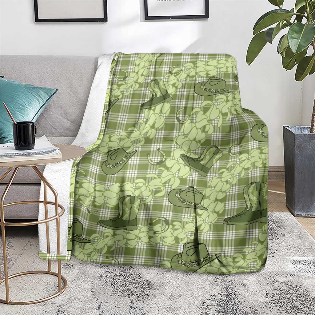 Lime Palaka Hawaii Cowboy Blanket Puakenikeni Lei Paniolo Papale Seamless Vibes LT14 - Polynesian Pride