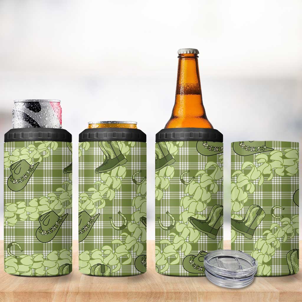Lime Palaka Hawaii Cowboy 4 in 1 Can Cooler Tumbler Puakenikeni Lei Paniolo Papale Seamless Vibes LT14 - Polynesian Pride