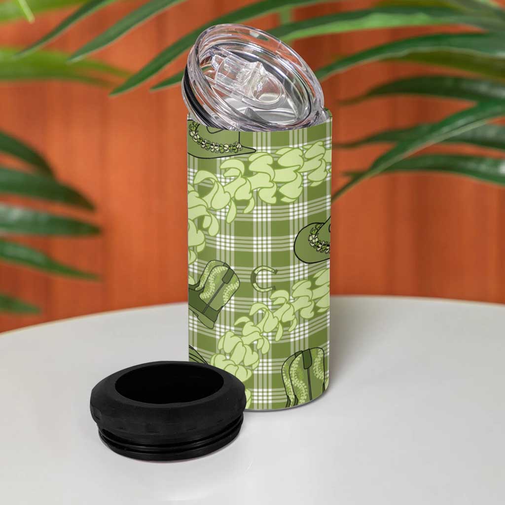 Lime Palaka Hawaii Cowboy 4 in 1 Can Cooler Tumbler Puakenikeni Lei Paniolo Papale Seamless Vibes LT14 - Polynesian Pride