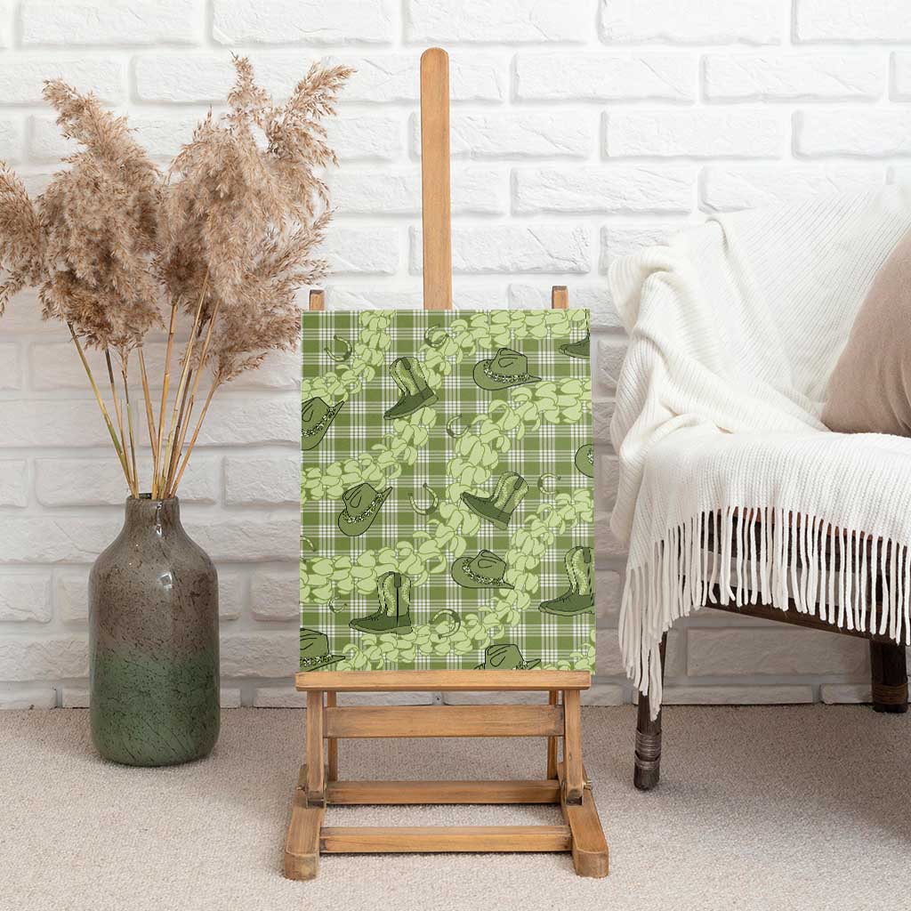 Lime Palaka Hawaii Cowboy Canvas Wall Art Puakenikeni Lei Paniolo Papale Seamless Vibes - Polynesian Pride