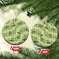 Lime Palaka Hawaii Cowboy Ceramic Ornament Puakenikeni Lei Paniolo Papale Seamless Vibes - Polynesian Pride