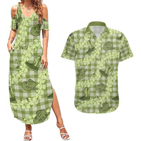 Lime Palaka Hawaii Cowboy Couples Matching Summer Maxi Dress and Hawaiian Shirt Puakenikeni Lei Paniolo Papale Seamless Vibes LT14 Lime - Polynesian Pride
