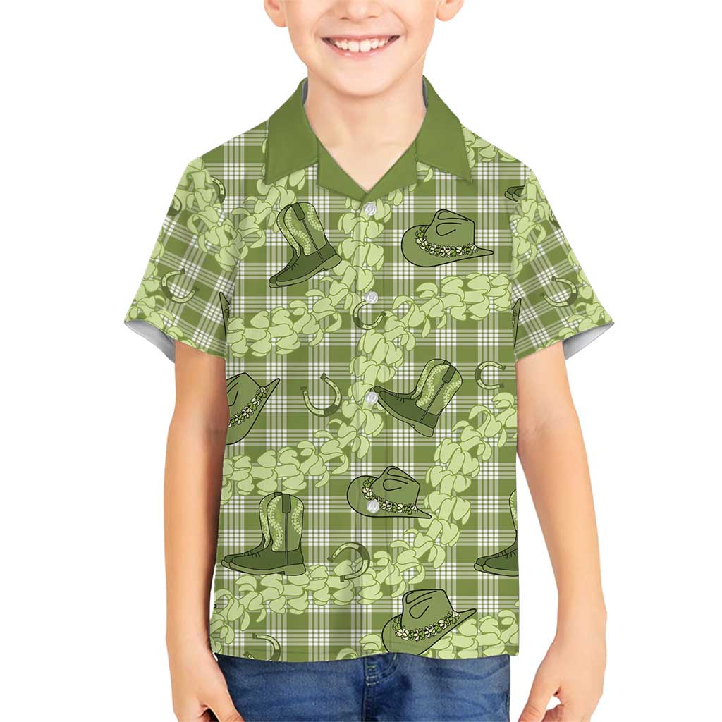 Lime Palaka Hawaii Cowboy Family Matching Long Sleeve Bodycon Dress and Hawaiian Shirt Puakenikeni Lei Paniolo Papale Seamless Vibes LT14 Son's Shirt Lime - Polynesian Pride