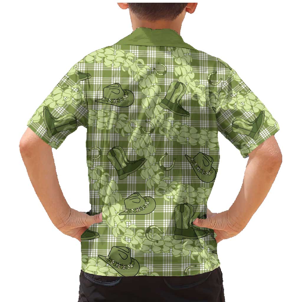 Lime Palaka Hawaii Cowboy Family Matching Mermaid Dress and Hawaiian Shirt Puakenikeni Lei Paniolo Papale Seamless Vibes LT14 - Polynesian Pride