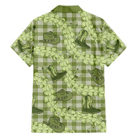 Lime Palaka Hawaii Cowboy Family Matching Off The Shoulder Long Sleeve Dress and Hawaiian Shirt Puakenikeni Lei Paniolo Papale Seamless Vibes LT14 - Polynesian Pride