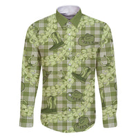 Lime Palaka Hawaii Cowboy Family Matching Puletasi and Hawaiian Shirt Puakenikeni Lei Paniolo Papale Seamless Vibes LT14 Dad's Shirt - Long Sleeve Lime - Polynesian Pride