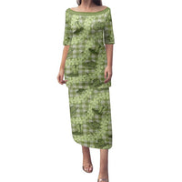 Lime Palaka Hawaii Cowboy Family Matching Puletasi and Hawaiian Shirt Puakenikeni Lei Paniolo Papale Seamless Vibes LT14 Mom's Dress Lime - Polynesian Pride