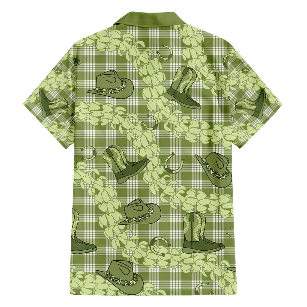 Lime Palaka Hawaii Cowboy Family Matching Short Sleeve Bodycon Dress and Hawaiian Shirt Puakenikeni Lei Paniolo Papale Seamless Vibes LT14 - Polynesian Pride
