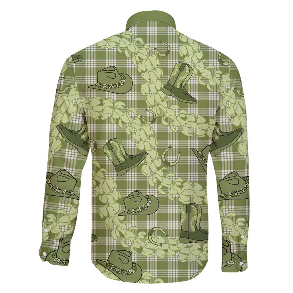 Lime Palaka Hawaii Cowboy Family Matching Short Sleeve Bodycon Dress and Hawaiian Shirt Puakenikeni Lei Paniolo Papale Seamless Vibes LT14 - Polynesian Pride