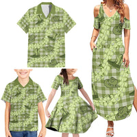 Lime Palaka Hawaii Cowboy Family Matching Summer Maxi Dress and Hawaiian Shirt Puakenikeni Lei Paniolo Papale Seamless Vibes LT14 - Polynesian Pride