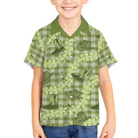 Lime Palaka Hawaii Cowboy Family Matching Summer Maxi Dress and Hawaiian Shirt Puakenikeni Lei Paniolo Papale Seamless Vibes LT14 Son's Shirt Lime - Polynesian Pride