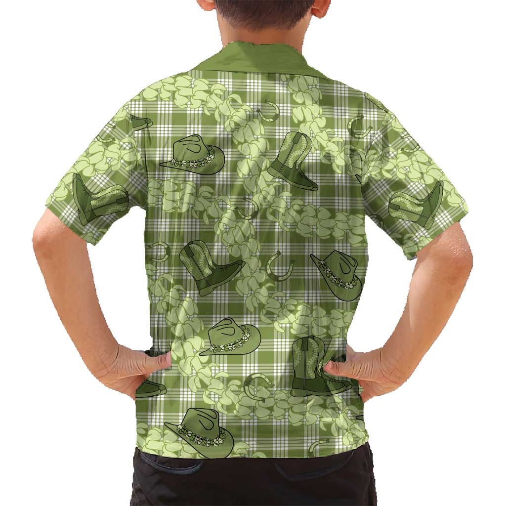 Lime Palaka Hawaii Cowboy Family Matching Tank Maxi Dress and Hawaiian Shirt Puakenikeni Lei Paniolo Papale Seamless Vibes LT14 - Polynesian Pride