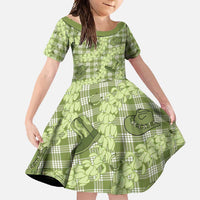 Lime Palaka Hawaii Cowboy Family Matching Tank Maxi Dress and Hawaiian Shirt Puakenikeni Lei Paniolo Papale Seamless Vibes LT14 Daughter's Dress Lime - Polynesian Pride