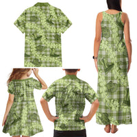 Lime Palaka Hawaii Cowboy Family Matching Tank Maxi Dress and Hawaiian Shirt Puakenikeni Lei Paniolo Papale Seamless Vibes LT14 - Polynesian Pride
