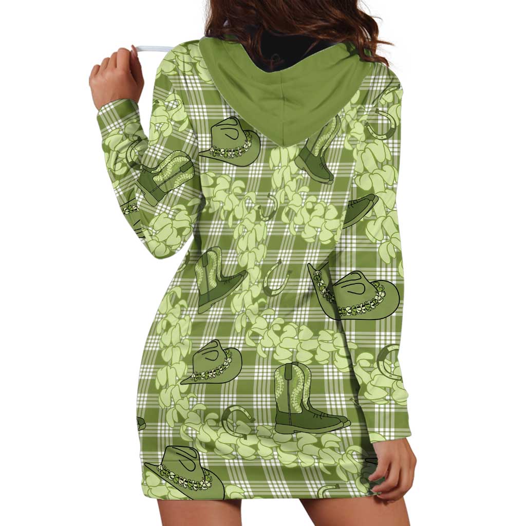 Lime Palaka Hawaii Cowboy Hoodie Dress Puakenikeni Lei Paniolo Papale Seamless Vibes LT14 - Polynesian Pride