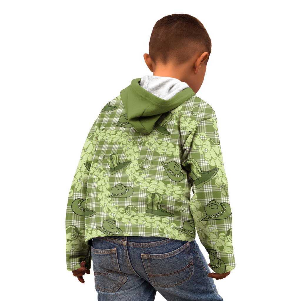 Lime Palaka Hawaii Cowboy Kid Hoodie Puakenikeni Lei Paniolo Papale Seamless Vibes - Polynesian Pride