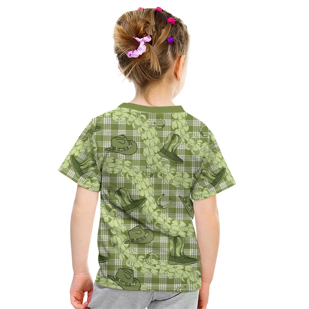 Lime Palaka Hawaii Cowboy Kid T Shirt Puakenikeni Lei Paniolo Papale Seamless Vibes - Polynesian Pride