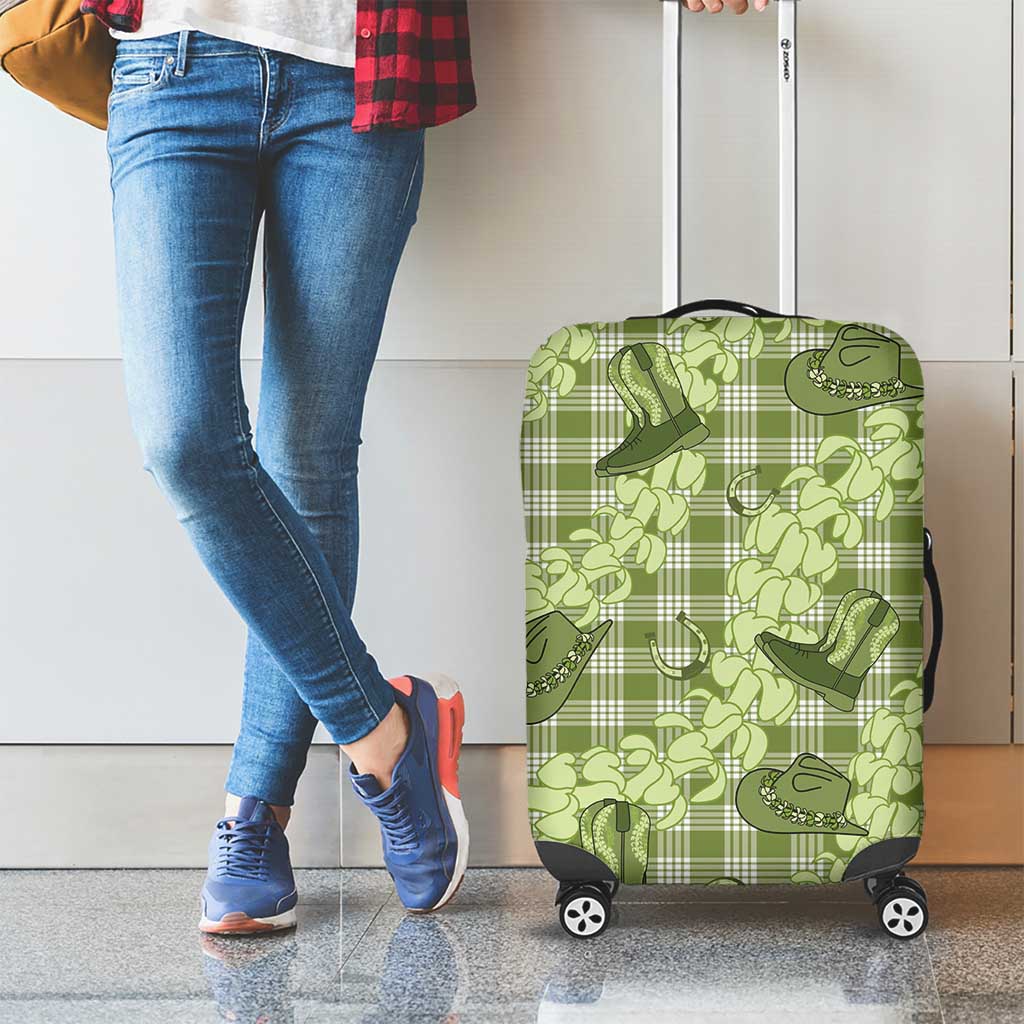 Lime Palaka Hawaii Cowboy Luggage Cover Puakenikeni Lei Paniolo Papale Seamless Vibes - Polynesian Pride