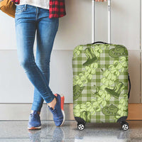 Lime Palaka Hawaii Cowboy Luggage Cover Puakenikeni Lei Paniolo Papale Seamless Vibes - Polynesian Pride