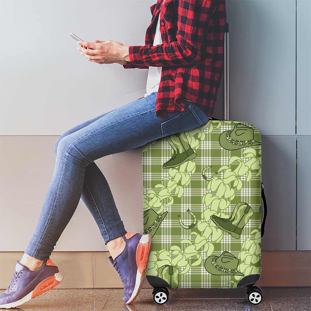 Lime Palaka Hawaii Cowboy Luggage Cover Puakenikeni Lei Paniolo Papale Seamless Vibes - Polynesian Pride