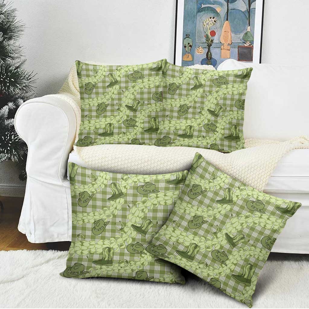Lime Palaka Hawaii Cowboy Pillow Cover Puakenikeni Lei Paniolo Papale Seamless Vibes - Polynesian Pride
