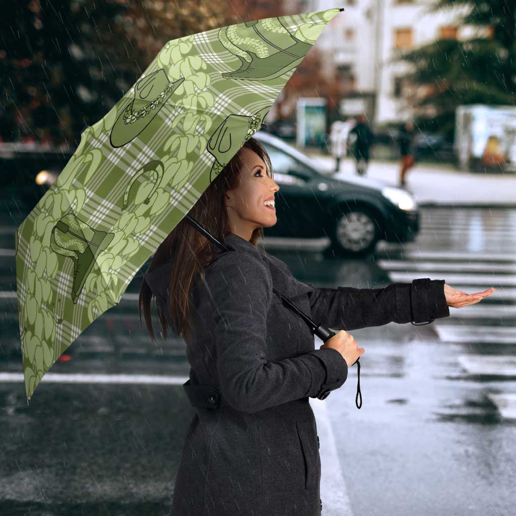 Lime Palaka Hawaii Cowboy Umbrella Puakenikeni Lei Paniolo Papale Seamless Vibes - Polynesian Pride