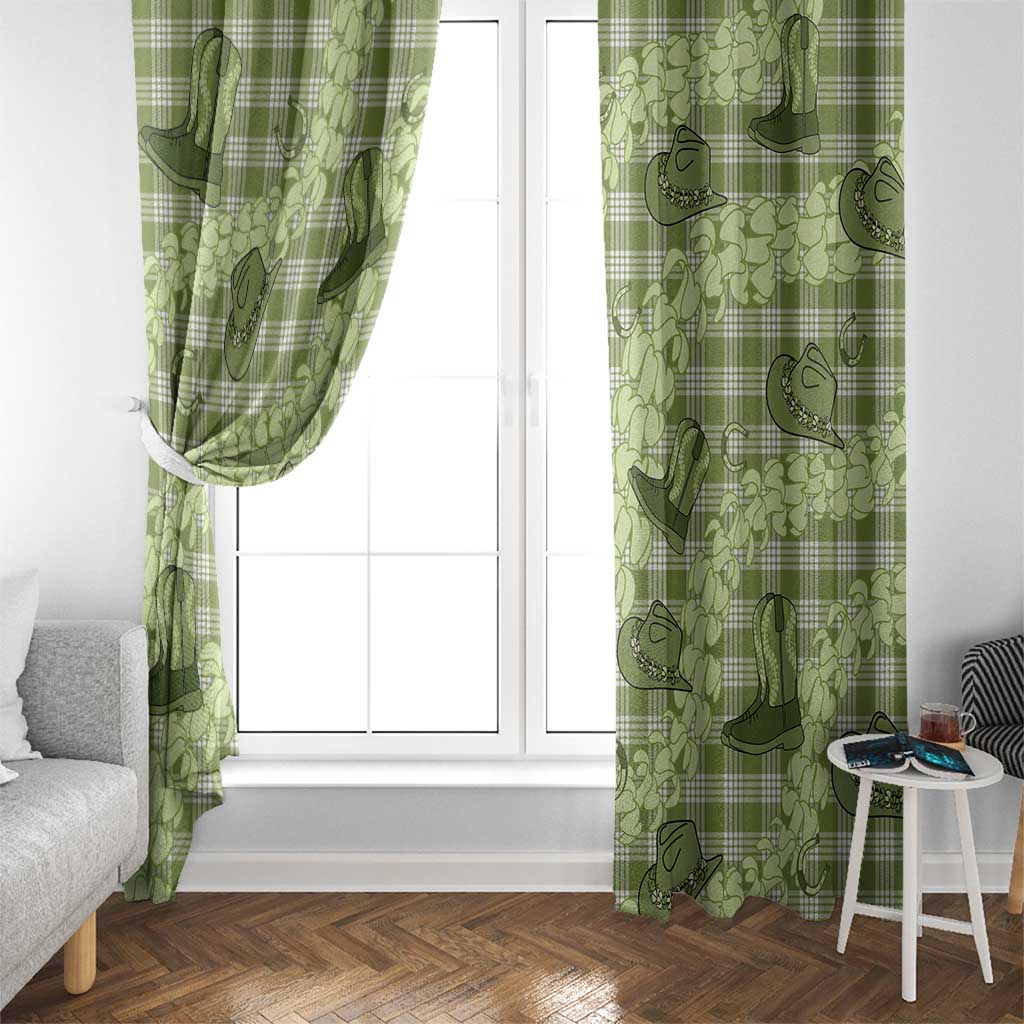 Lime Palaka Hawaii Cowboy Window Curtain Puakenikeni Lei Paniolo Papale Seamless Vibes - Polynesian Pride