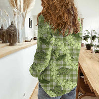 Lime Palaka Hawaii Cowboy Women Casual Shirt Puakenikeni Lei Paniolo Papale Seamless Vibes LT14 - Polynesian Pride