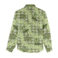 Lime Palaka Hawaii Cowboy Women Casual Shirt Puakenikeni Lei Paniolo Papale Seamless Vibes LT14 - Polynesian Pride