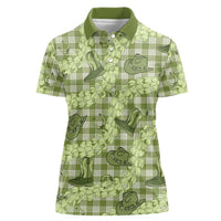 Lime Palaka Hawaii Cowboy Women Polo Shirt Puakenikeni Lei Paniolo Papale Seamless Vibes LT14 Female Lime - Polynesian Pride