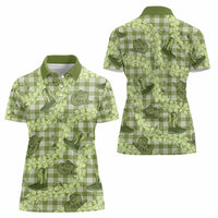 Lime Palaka Hawaii Cowboy Women Polo Shirt Puakenikeni Lei Paniolo Papale Seamless Vibes LT14 - Polynesian Pride