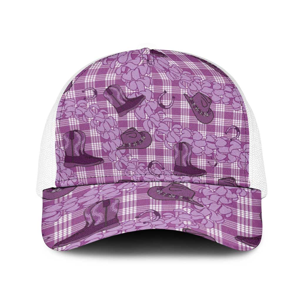 Purple Palaka Hawaii Cowboy Baseball Net Cap Puakenikeni Lei Paniolo Papale Seamless Vibes - Polynesian Pride
