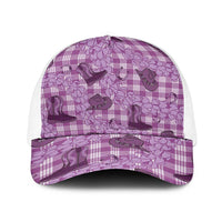 Purple Palaka Hawaii Cowboy Baseball Net Cap Puakenikeni Lei Paniolo Papale Seamless Vibes - Polynesian Pride