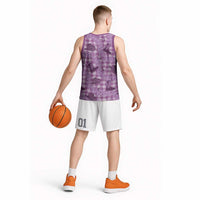 Purple Palaka Hawaii Cowboy Basketball Jersey Puakenikeni Lei Paniolo Papale Seamless Vibes LT14 - Polynesian Pride