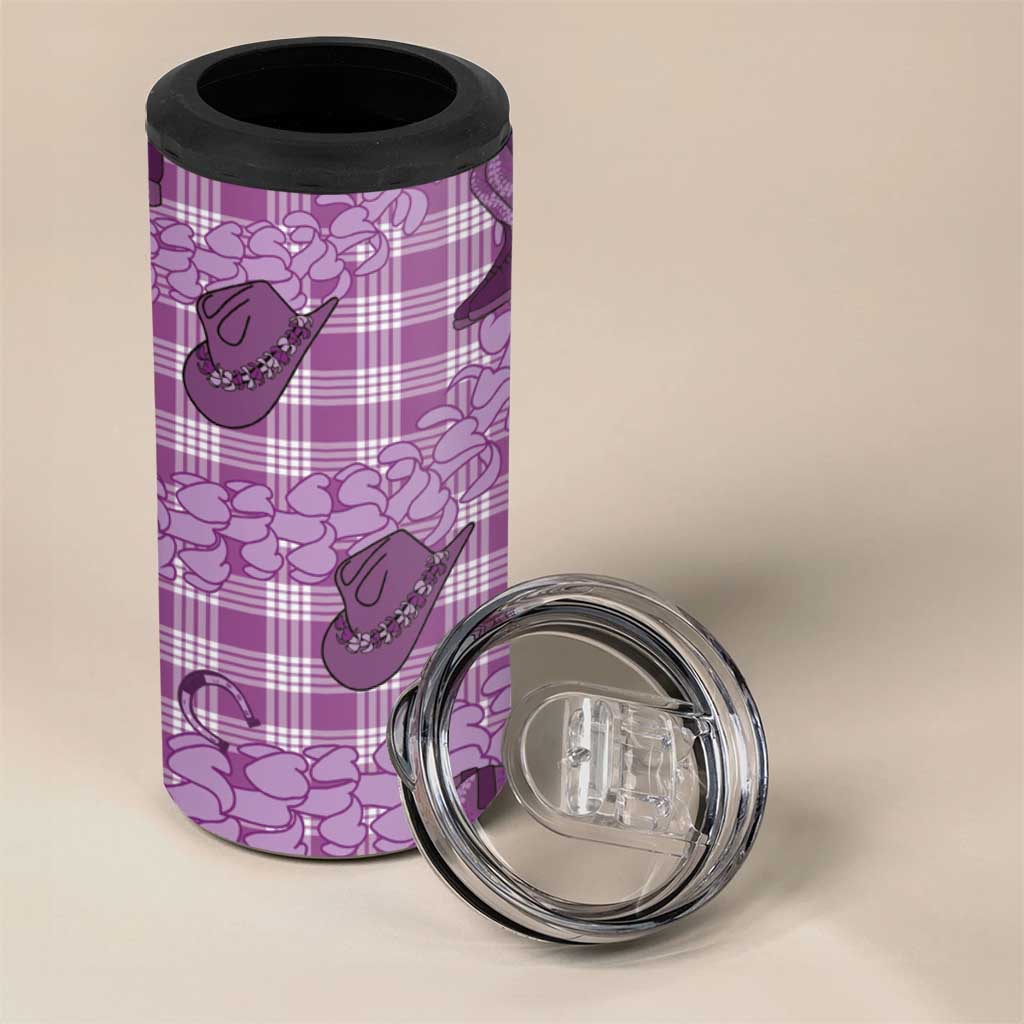 Purple Palaka Hawaii Cowboy 4 in 1 Can Cooler Tumbler Puakenikeni Lei Paniolo Papale Seamless Vibes LT14 - Polynesian Pride