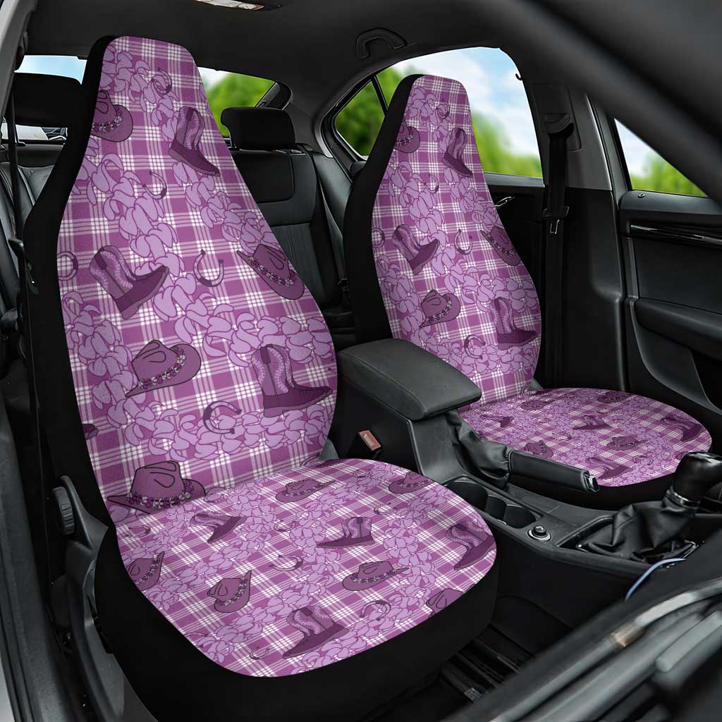 Purple Palaka Hawaii Cowboy Car Seat Cover Puakenikeni Lei Paniolo Papale Seamless Vibes LT14 One Size Purple - Polynesian Pride