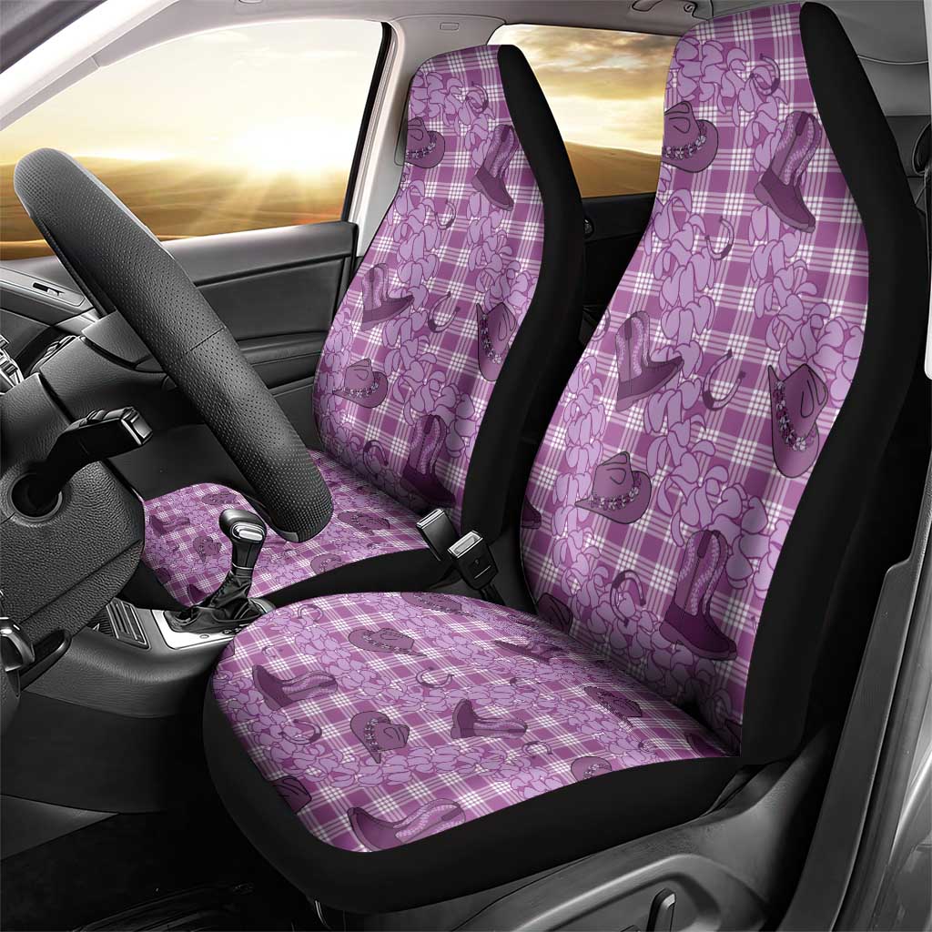 Purple Palaka Hawaii Cowboy Car Seat Cover Puakenikeni Lei Paniolo Papale Seamless Vibes LT14 - Polynesian Pride