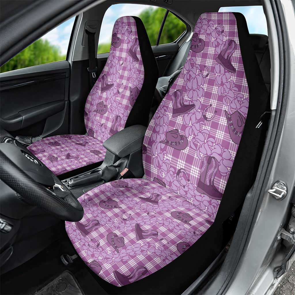 Purple Palaka Hawaii Cowboy Car Seat Cover Puakenikeni Lei Paniolo Papale Seamless Vibes LT14 - Polynesian Pride