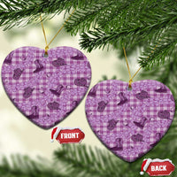 Purple Palaka Hawaii Cowboy Ceramic Ornament Puakenikeni Lei Paniolo Papale Seamless Vibes - Polynesian Pride