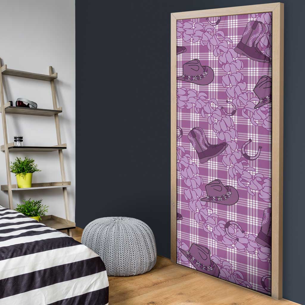 Purple Palaka Hawaii Cowboy Door Cover Puakenikeni Lei Paniolo Papale Seamless Vibes LT14 - Polynesian Pride