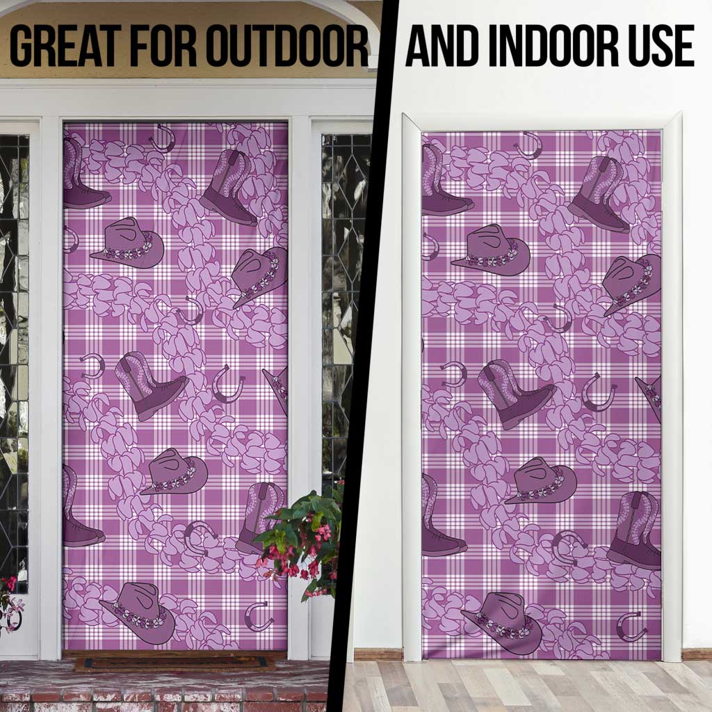Purple Palaka Hawaii Cowboy Door Cover Puakenikeni Lei Paniolo Papale Seamless Vibes LT14 - Polynesian Pride