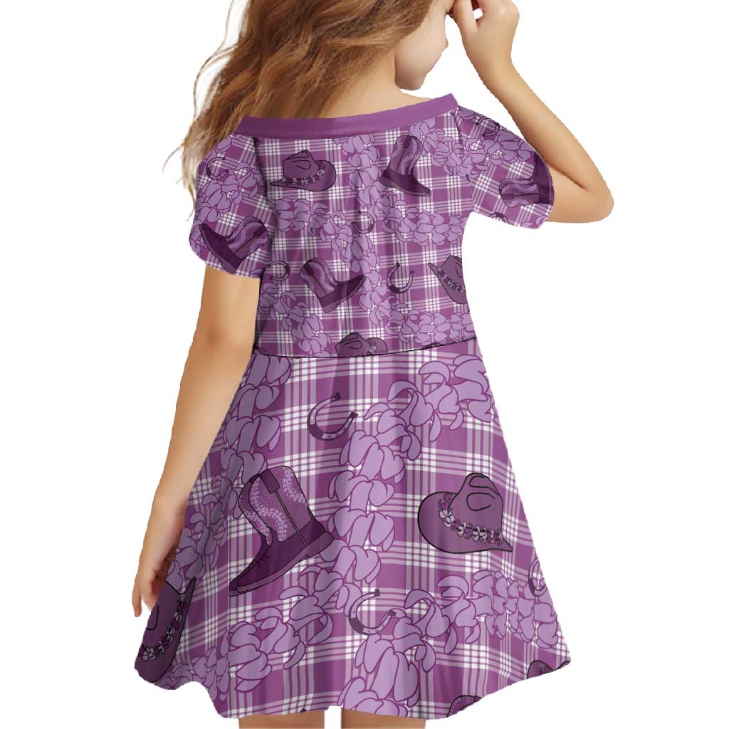 Purple Palaka Hawaii Cowboy Family Matching Mermaid Dress and Hawaiian Shirt Puakenikeni Lei Paniolo Papale Seamless Vibes LT14 - Polynesian Pride
