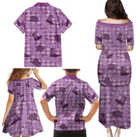 Purple Palaka Hawaii Cowboy Family Matching Puletasi and Hawaiian Shirt Puakenikeni Lei Paniolo Papale Seamless Vibes LT14 - Polynesian Pride