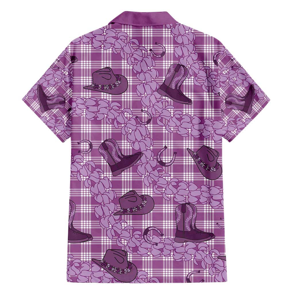 Purple Palaka Hawaii Cowboy Family Matching Puletasi and Hawaiian Shirt Puakenikeni Lei Paniolo Papale Seamless Vibes LT14 - Polynesian Pride