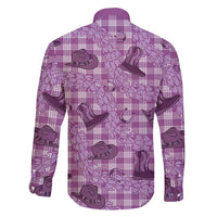 Purple Palaka Hawaii Cowboy Family Matching Puletasi and Hawaiian Shirt Puakenikeni Lei Paniolo Papale Seamless Vibes LT14 - Polynesian Pride