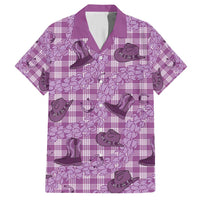 Purple Palaka Hawaii Cowboy Family Matching Short Sleeve Bodycon Dress and Hawaiian Shirt Puakenikeni Lei Paniolo Papale Seamless Vibes LT14 Dad's Shirt - Short Sleeve Purple - Polynesian Pride