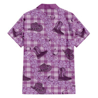 Purple Palaka Hawaii Cowboy Family Matching Summer Maxi Dress and Hawaiian Shirt Puakenikeni Lei Paniolo Papale Seamless Vibes LT14 - Polynesian Pride